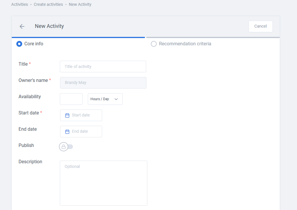 Activities: Create Activities