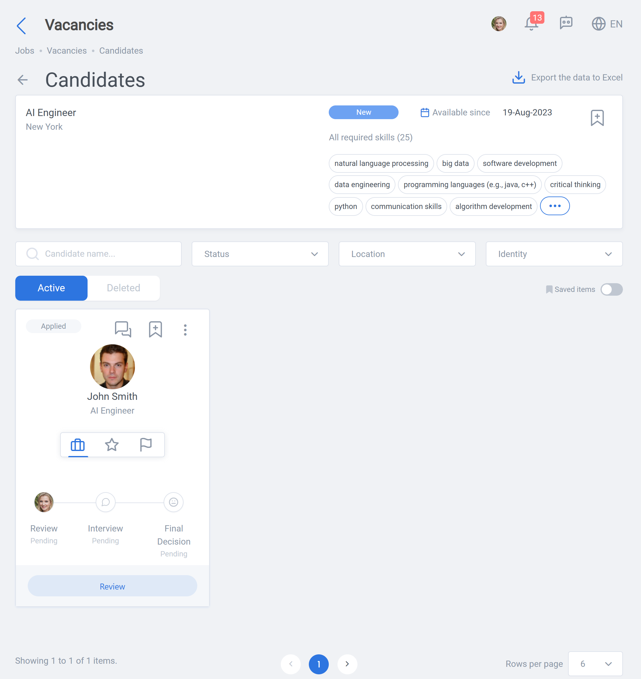Jobs: Details about Candidates